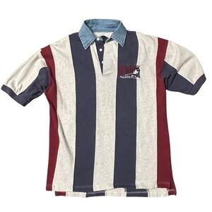 90’s Vintage Disney University Alumni Mickey Mouse Striped Polo Shirt, S 44/46